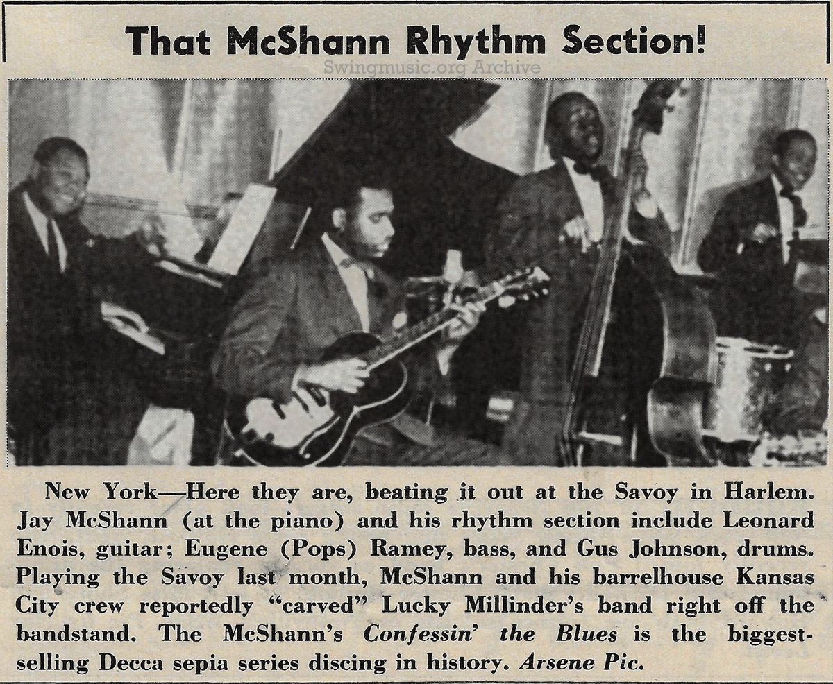 Jay McShann Rhythm Section performing in 1942 Downbeat scan