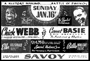 Count Basie vs Chick Webb advertisement